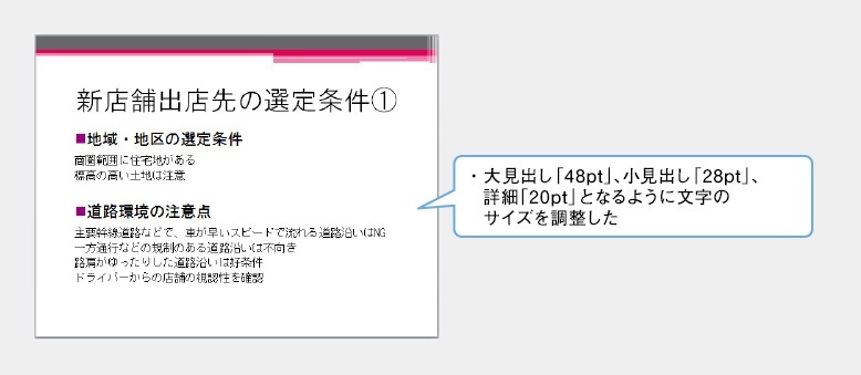 文字の大小でポイントを立たせる