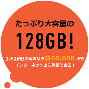 たっぷり大容量128GB!